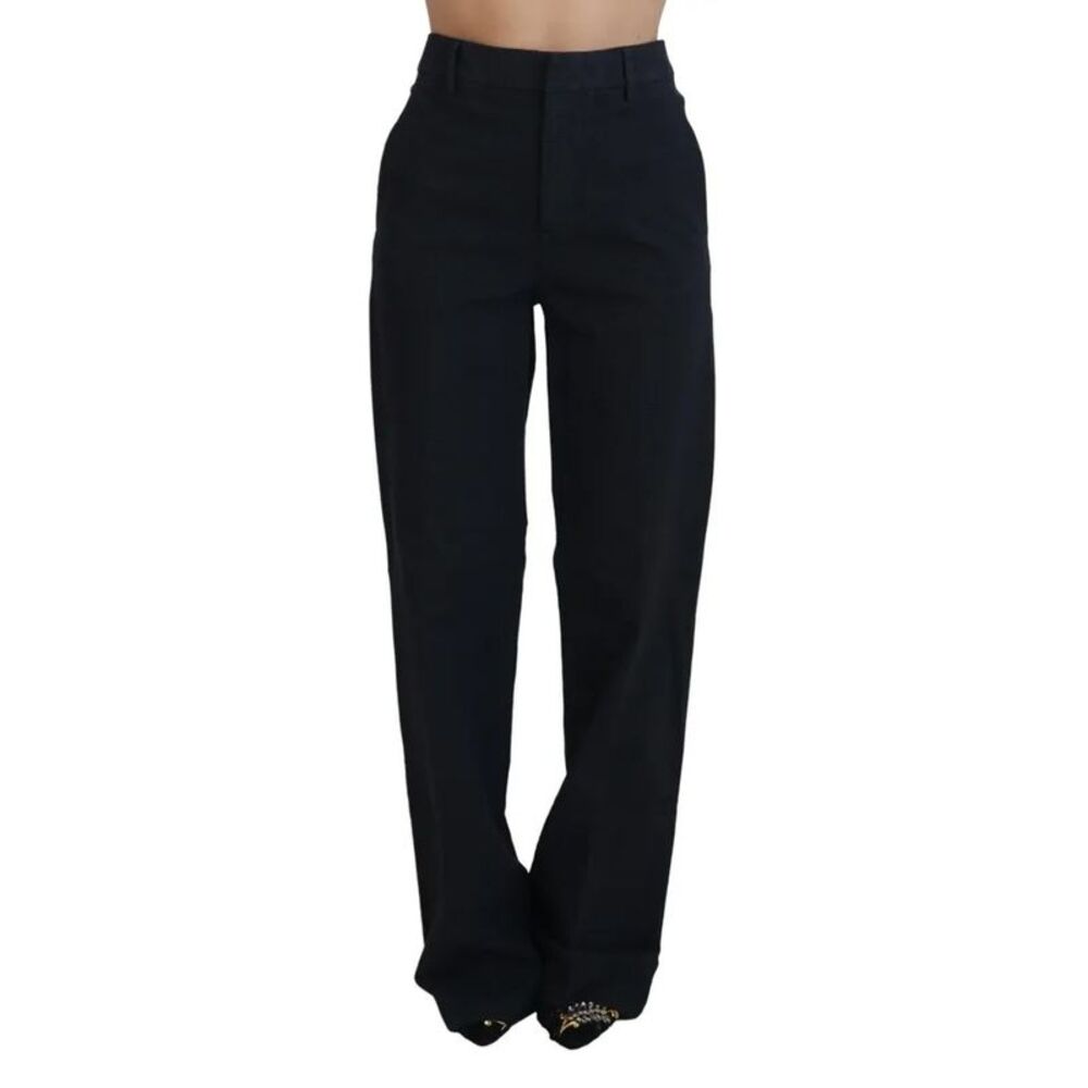 Dsquared² Black Checkered High Waist Straight Women's Pants